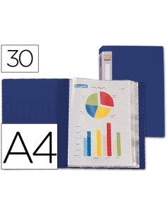 Carpeta liderpapel personaliza 37022 30 fundas polipropileno din a4 azul lomo personalizable