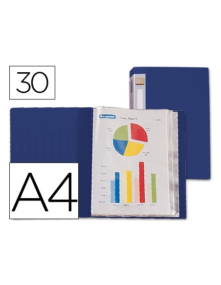 Carpeta liderpapel personaliza 37022 30 fundas polipropileno din a4 azul lomo personalizable