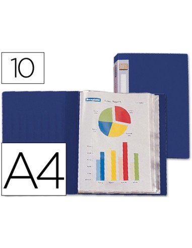 Carpeta liderpapel personaliza 31702 10 fundas polipropileno din a4 azul lomo personalizable