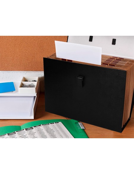 Maletin liderpapel con fuelle y asa carton forrado 19 departamentos 255x390x120 mm