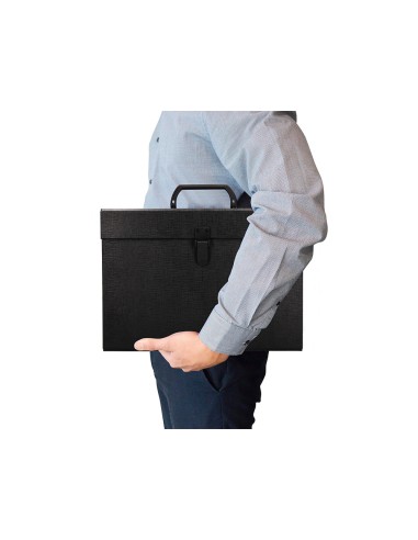 Maletin liderpapel con fuelle y asa carton forrado 19 departamentos 255x390x120 mm