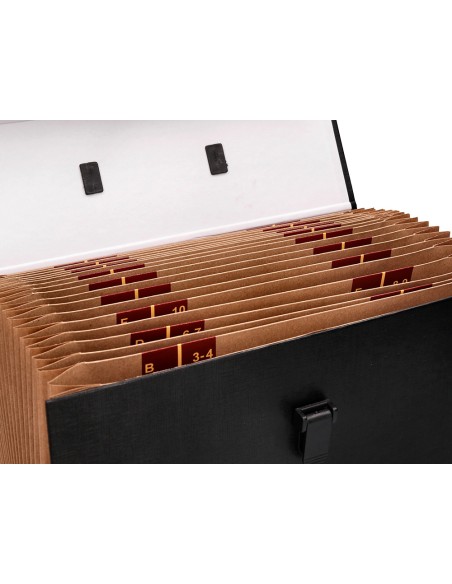 Maletin liderpapel con fuelle y asa carton forrado 19 departamentos 255x390x120 mm