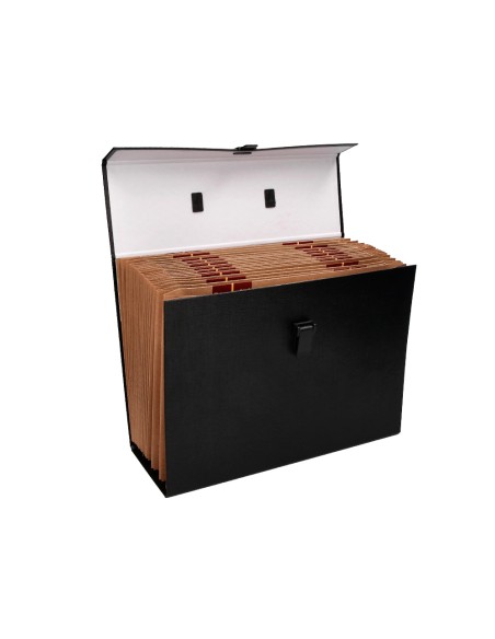 Maletin liderpapel con fuelle y asa carton forrado 19 departamentos 255x390x120 mm