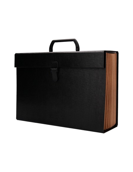 Maletin liderpapel con fuelle y asa carton forrado 19 departamentos 255x390x120 mm