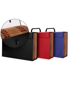 Maletin liderpapel con fuelle y asa carton forrado 19 departamentos 255x390x120 mm