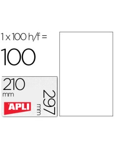 Etiqueta adhesiva apli 1281 tamano 210x297 mm fotocopiadora laser ink jet caja con 100 hojas din a4
