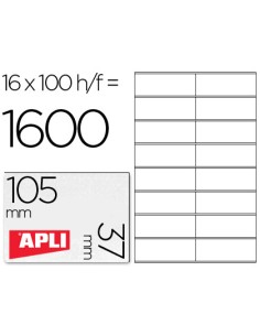 Etiqueta adhesiva apli 1274 tamano 105x37 mm fotocopiadora laser ink jet caja con 100 hojas din a4