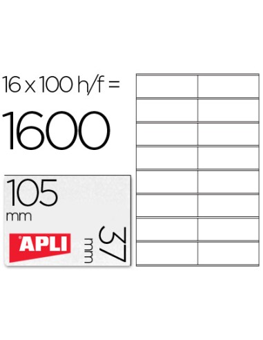 Etiqueta adhesiva apli 1274 tamano 105x37 mm fotocopiadora laser ink jet caja con 100 hojas din a4