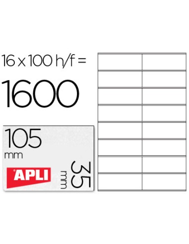 Etiqueta adhesiva apli 1287 tamano 105x35 mm fotocopiadora laser ink jet caja con 100 hojas din a4