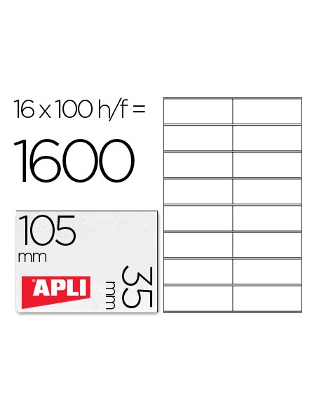 Etiqueta adhesiva apli 1287 tamano 105x35 mm fotocopiadora laser ink jet caja con 100 hojas din a4