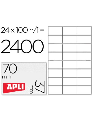 Etiqueta adhesiva apli 1273 tamano 70x37 mm fotocopiadora laser ink jet caja con 100 hojas din a4