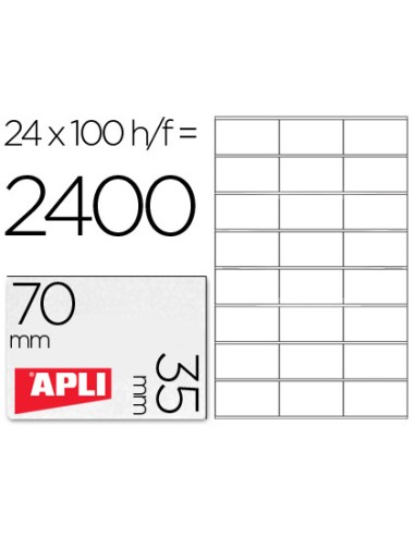 Etiqueta adhesiva apli 1272 tamano 70x35 mm fotocopiaodra laser ink jet caja con 100 hojas din a4