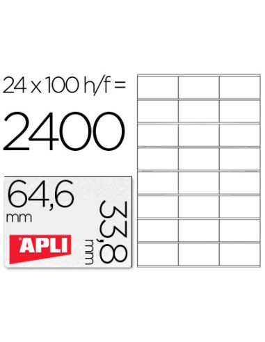 Etiqueta adhesiva apli 1263 tamano 646x338 mm fotocopiadora laser ink jet caja con 100 hojas din a4