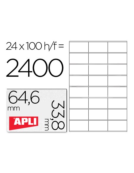 Etiqueta adhesiva apli 1263 tamano 646x338 mm fotocopiadora laser ink jet caja con 100 hojas din a4