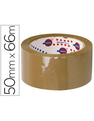 Cinta adhesiva eurocel polipropileno havana 66 mt x 50 mm para embalaje