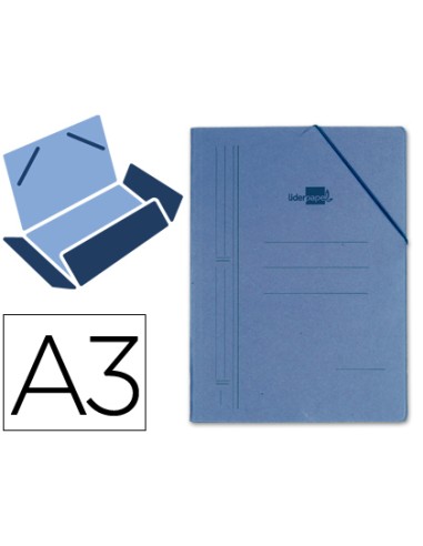 Carpeta liderpapel gomas a3 3 solapas carton prespan azul