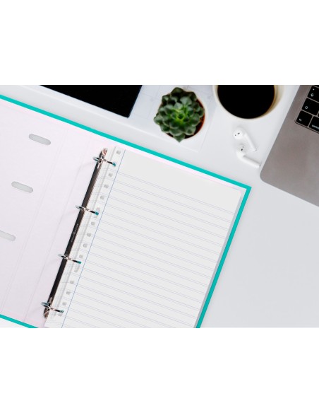 Recambio liderpapel folio 100 hojas 60g m2 pauta 5ª 25mm con margen 16 taladros