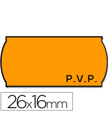 Etiquetas meto onduladas 26x16 mm pvp adh2 fluor naranja rollo 1200 etiquetas