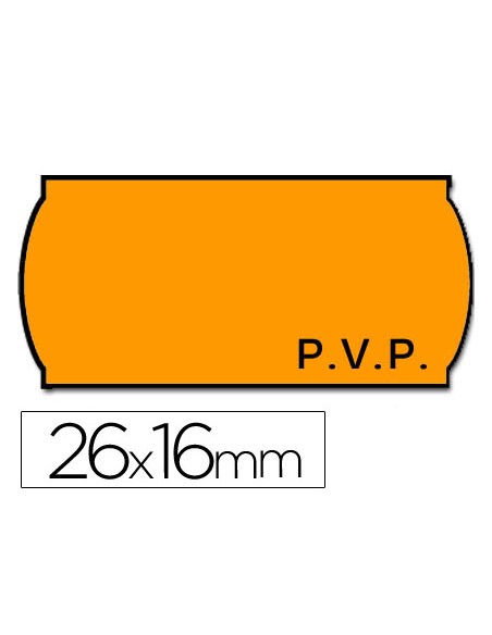 Etiquetas meto onduladas 26x16 mm pvp adh2 fluor naranja rollo 1200 etiquetas