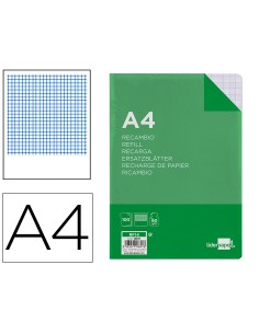 Recambio liderpapel a4 100 hojas 60g m2 milimetrado sin margen 16 taladros