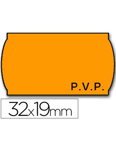 Etiquetas meto onduladas 32x19 mm pvp adh2 fluor naranja rollo 1000 etiquetas