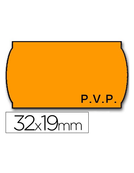 Etiquetas meto onduladas 32x19 mm pvp adh2 fluor naranja rollo 1000 etiquetas