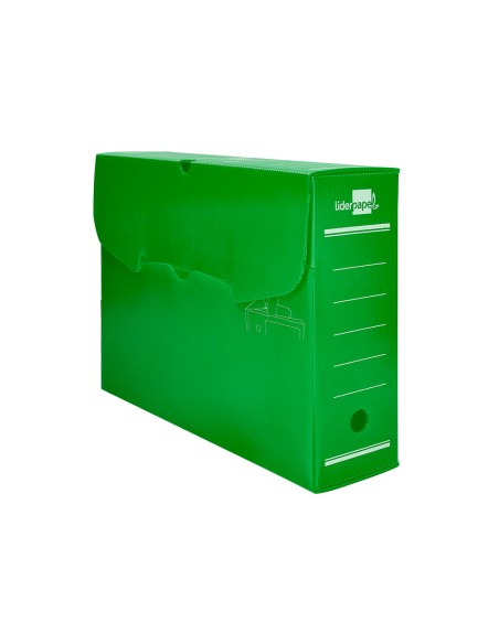 Caja archivo definitivo plastico liderpapel verde 360x260x100 mm
