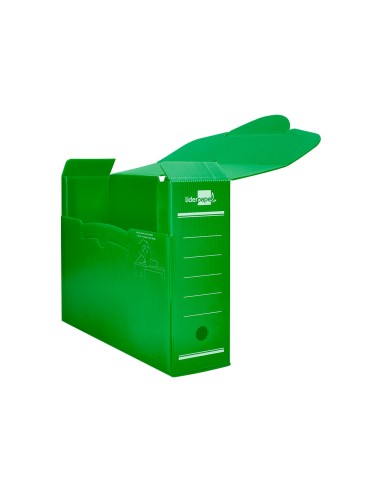 Caja archivo definitivo plastico liderpapel verde 360x260x100 mm