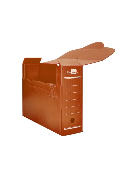 Caja archivo definitivo plastico liderpapel marron 360x260x100 mm