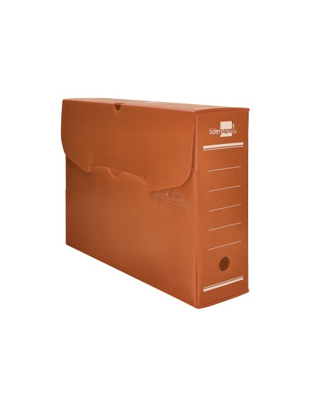 Caja archivo definitivo plastico liderpapel marron 360x260x100 mm