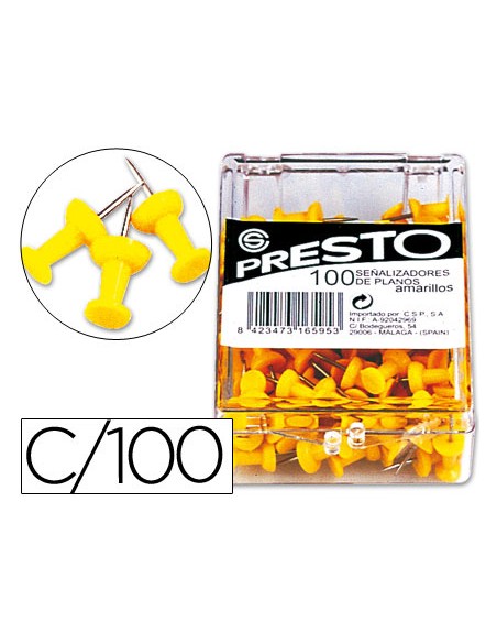 Senalizador de planos presto amarillo caja de 100 unidades