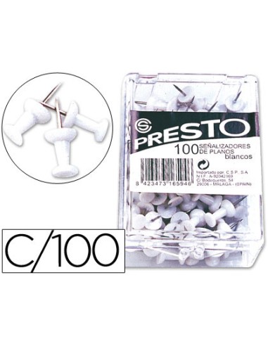 Senalizador de planos presto blanco caja de 100 unidades