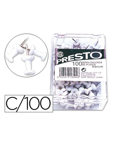 Senalizador de planos presto blanco caja de 100 unidades