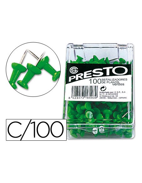 Senalizador de planos presto verde caja de 100 unidades