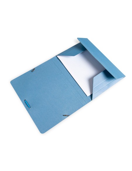 Carpeta liderpapel gomas cuarto 3 solapas carton pintado azul
