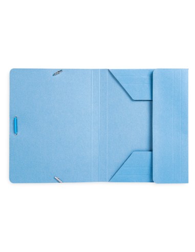 Carpeta liderpapel gomas cuarto 3 solapas carton pintado azul