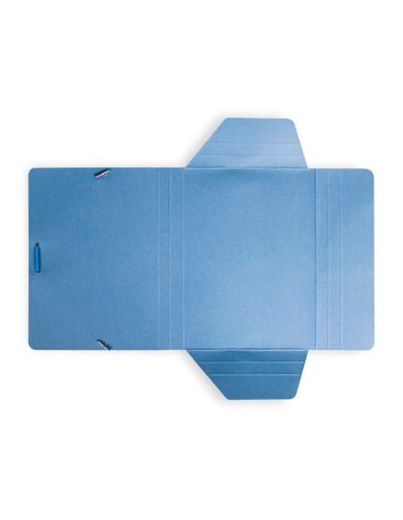 Carpeta liderpapel gomas cuarto 3 solapas carton pintado azul