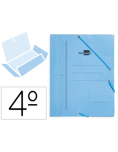 Carpeta liderpapel gomas cuarto 3 solapas carton pintado azul