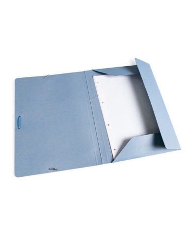 Carpeta liderpapel gomas folio 3 solapas carton pintado azul