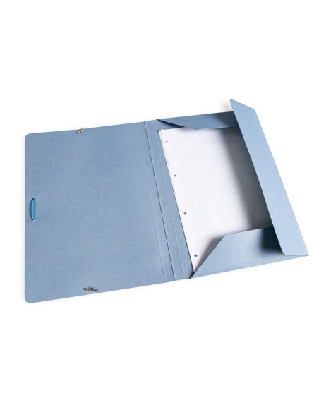 Carpeta liderpapel gomas folio 3 solapas carton pintado azul