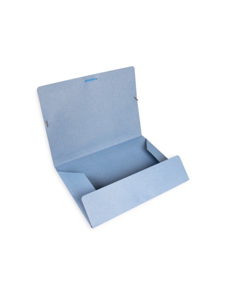 Carpeta liderpapel gomas folio 3 solapas carton pintado azul