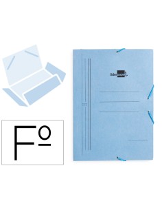 Carpeta liderpapel gomas folio 3 solapas carton pintado azul