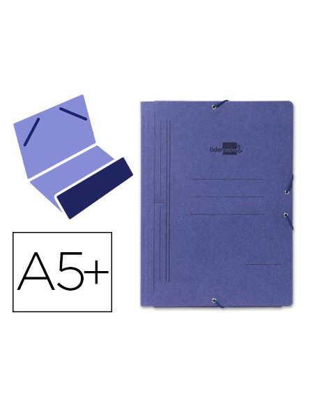 Carpeta liderpapel gomas cuarto bolsa carton pintado azul
