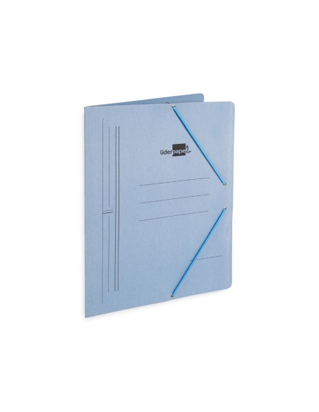 Carpeta liderpapel gomas folio sencilla carton pintado azul