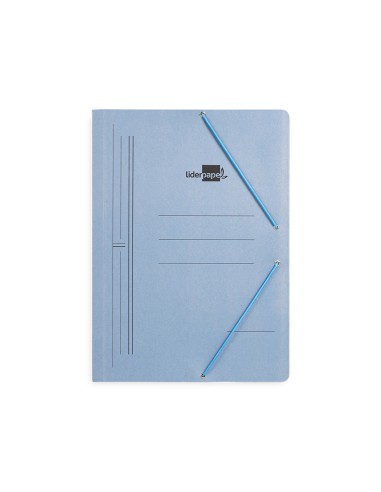 Carpeta liderpapel gomas folio sencilla carton pintado azul