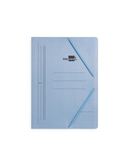 Carpeta liderpapel gomas folio sencilla carton pintado azul