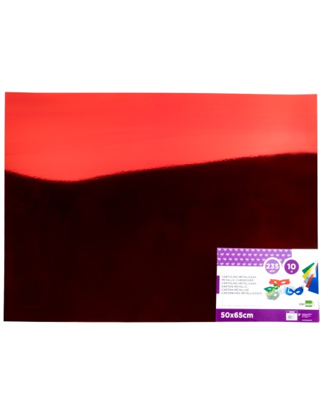 Cartulina liderpapel 50x65 cm 235g m2 metalizada rojo