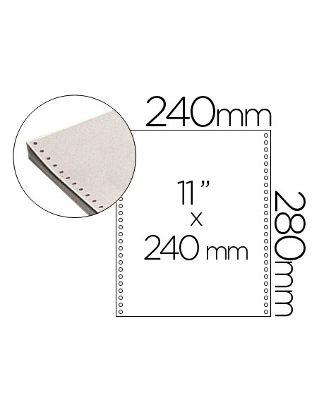 Papel continuo 240x11 blanco caja de 2500 hojas