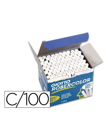 Tiza blanca antipolvo robercolor caja de 100 unidades
