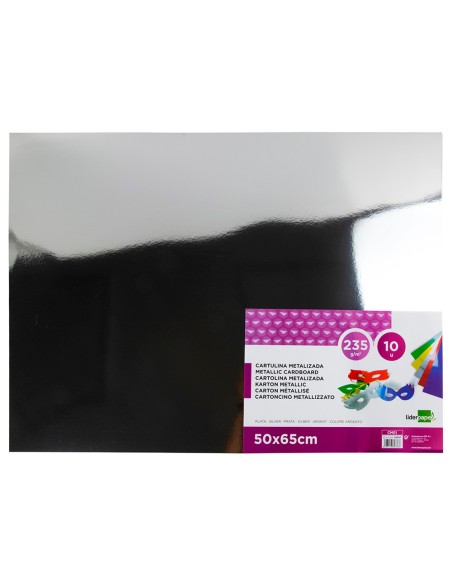 Cartulina liderpapel 50x65 cm 235g m2 metalizada plata